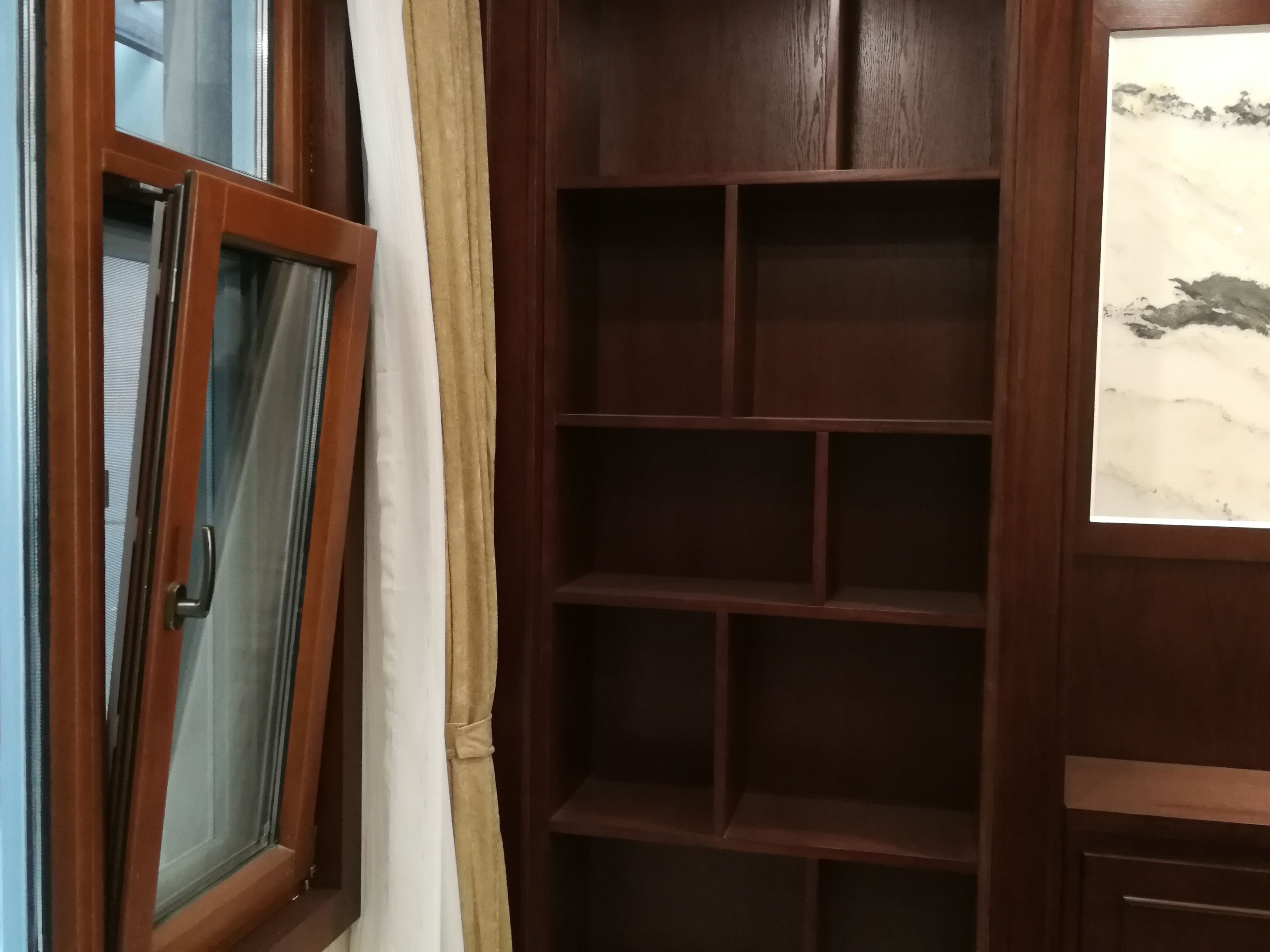 定做鋁包木門窗內開內倒方式